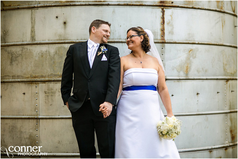 farm wedding bride and groom