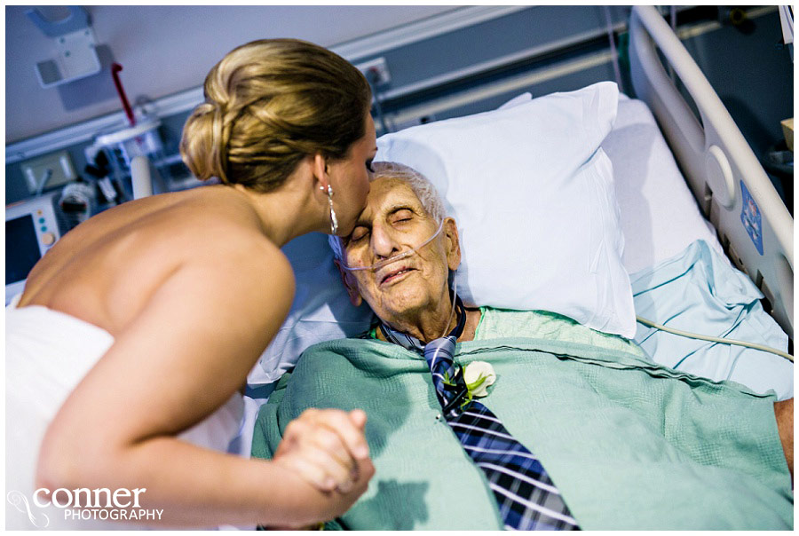 bride in hospital with grandfather