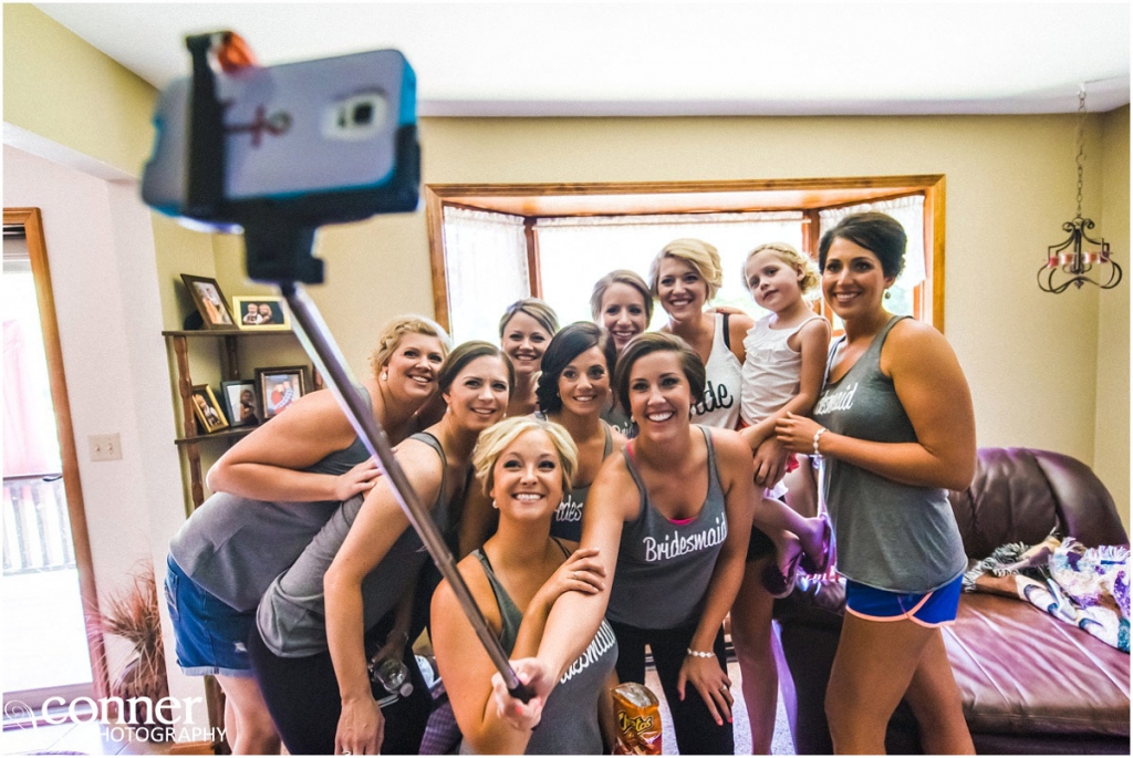 wedding selfie stick bridesmaids