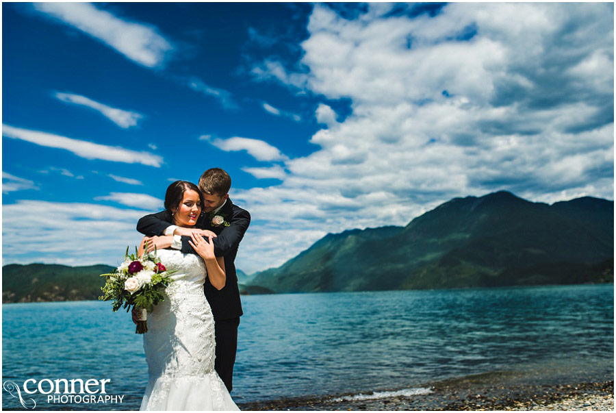 harrison lake bride and groom wedding
