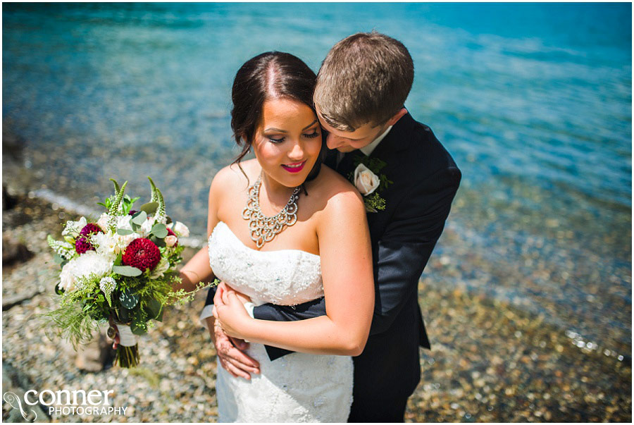 harrison lake bride and groom wedding