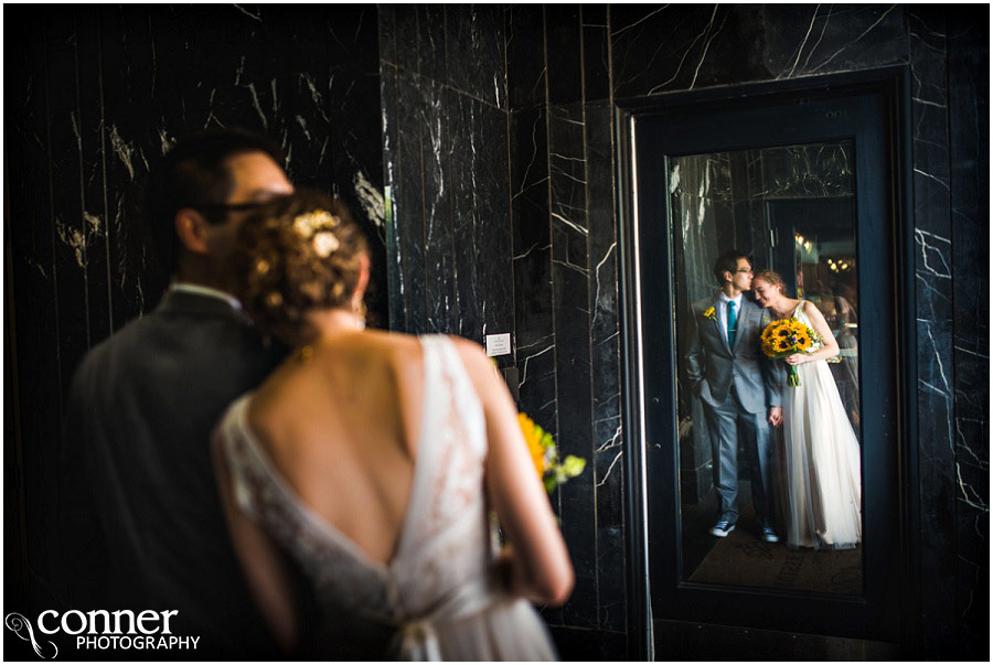 bride groom cool reflection