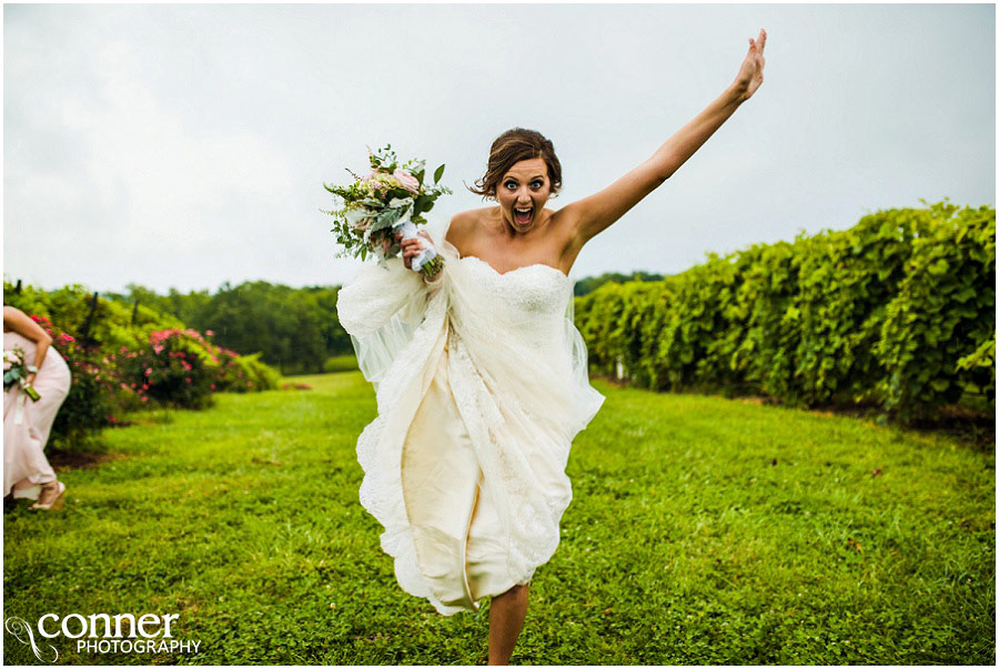 chaumette wedding rain fun bride
