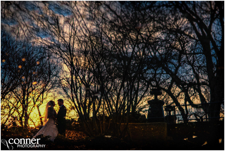 lafayette square park winter wedding silhouette reflection