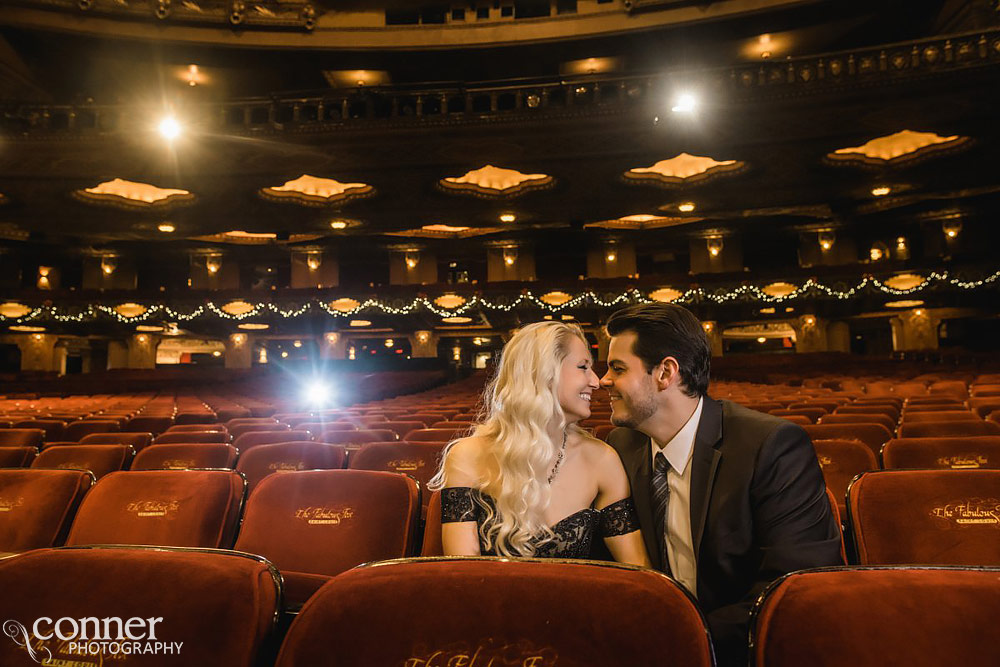 St Louis Fox Theater engagement photo session