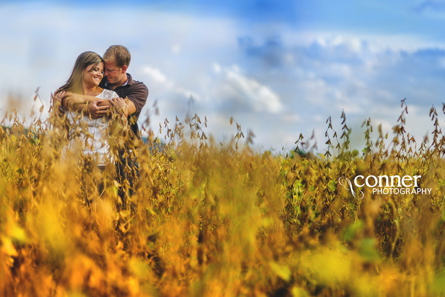 Fall Country Engagement on train tracks and barn