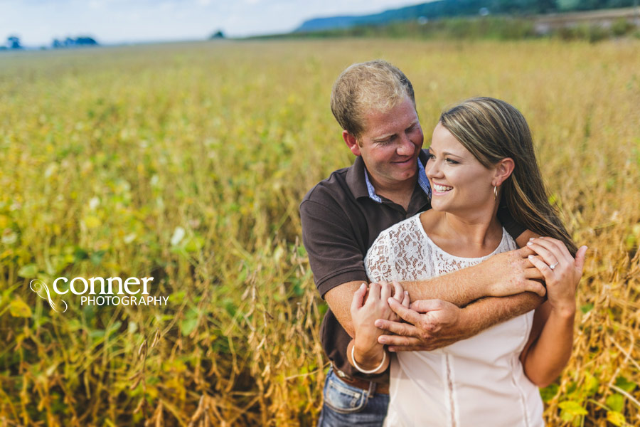 Fall Country Engagement on train tracks and barn