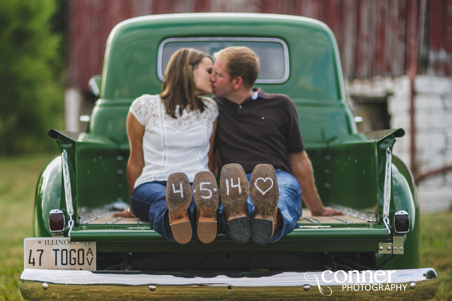 Fall Country Engagement on train tracks and barn