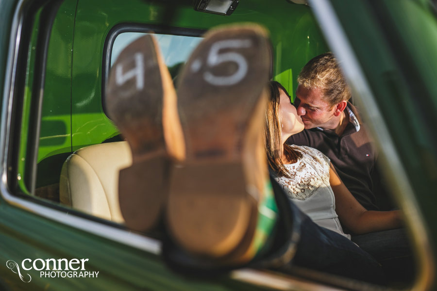 Fall Country Engagement on train tracks and barn