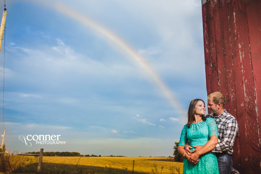 Fall Country Engagement on train tracks and barn