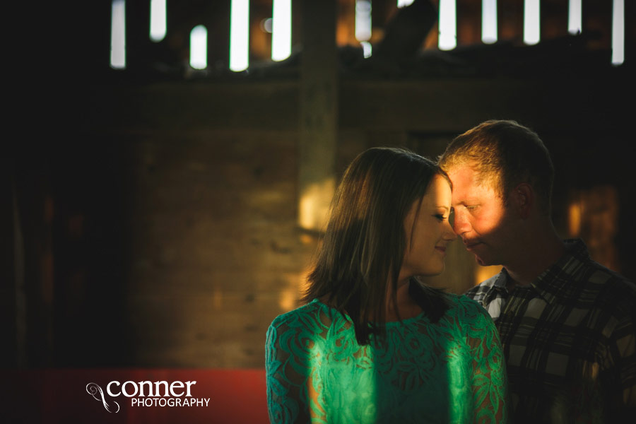 Fall Country Engagement on train tracks and barn