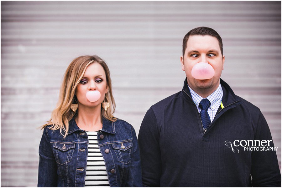 Engagement Session Blowing Bubbles