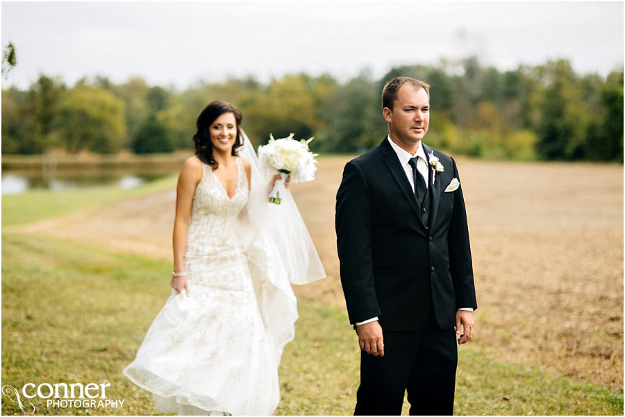 bride and groom first look