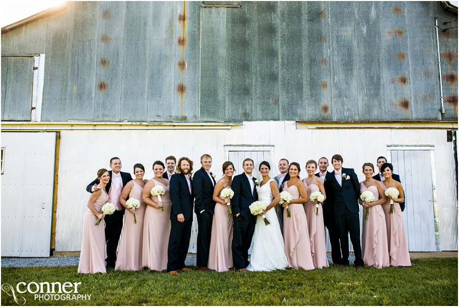 bridal party at farm