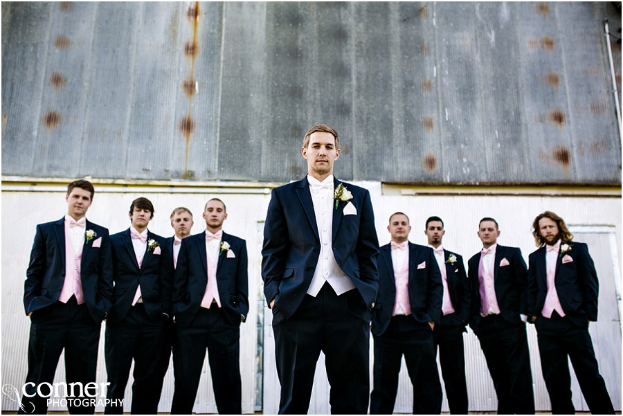 bridal party at farm