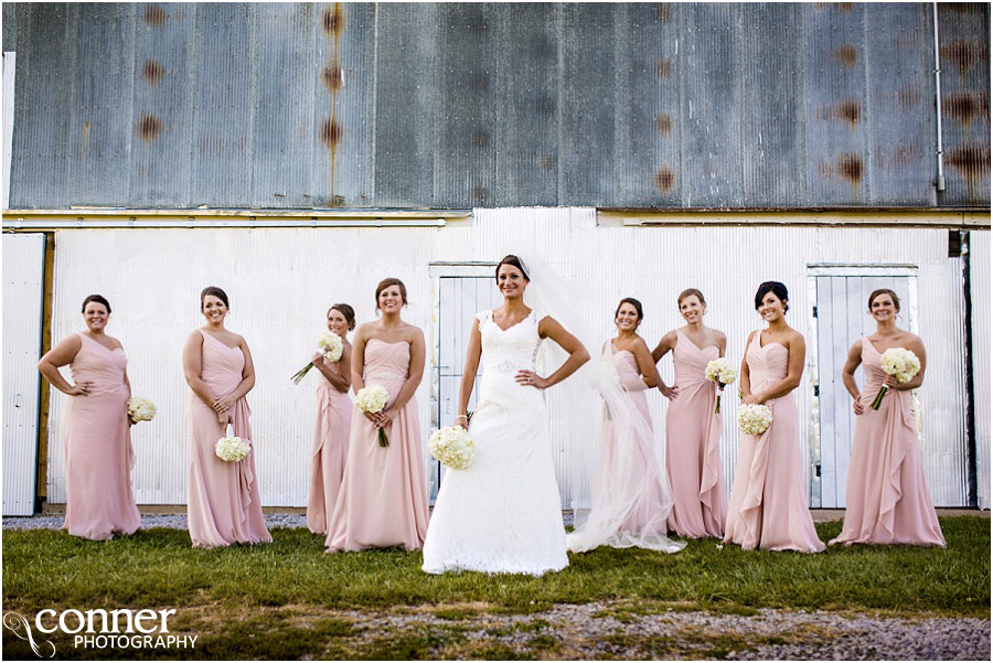 bridal party at farm