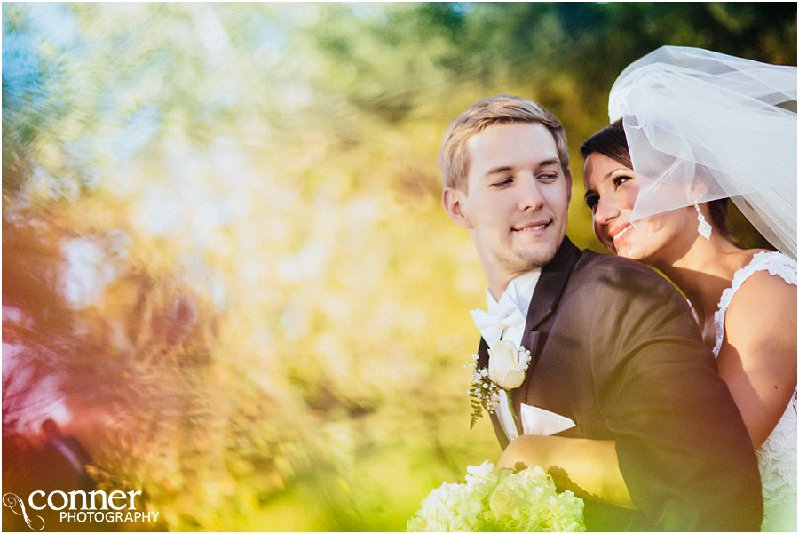 beautiful bride and groom at farm