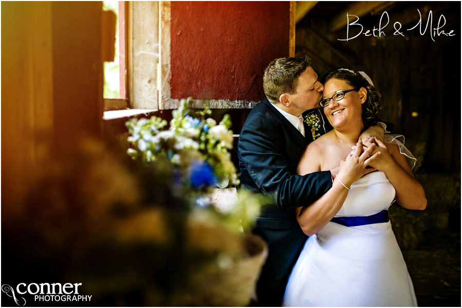 farm wedding bride and groom