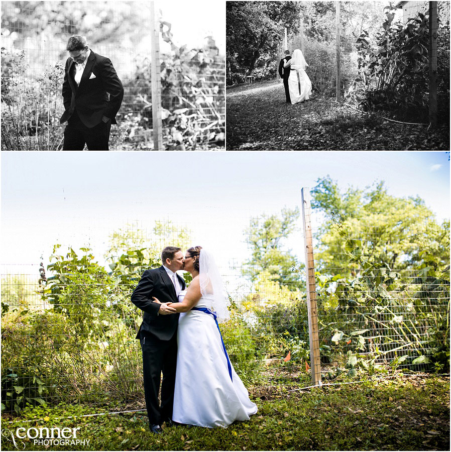 farm wedding bride and groom first look