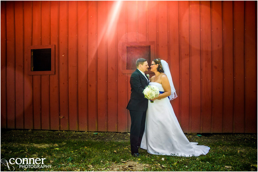 farm wedding bride and groom