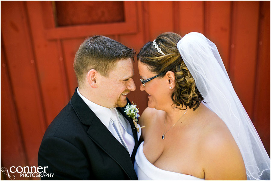 farm wedding bride and groom