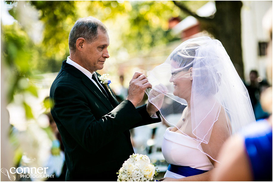 farm wedding bride father