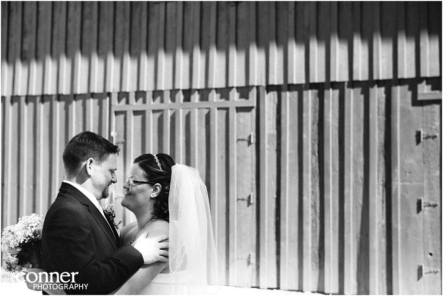 farm wedding bride and groom