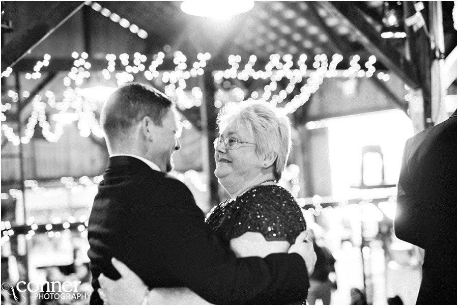 barn wedding reception mother son dance