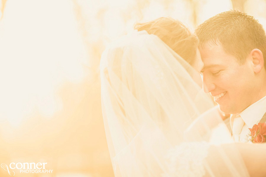 bride and groom sunset