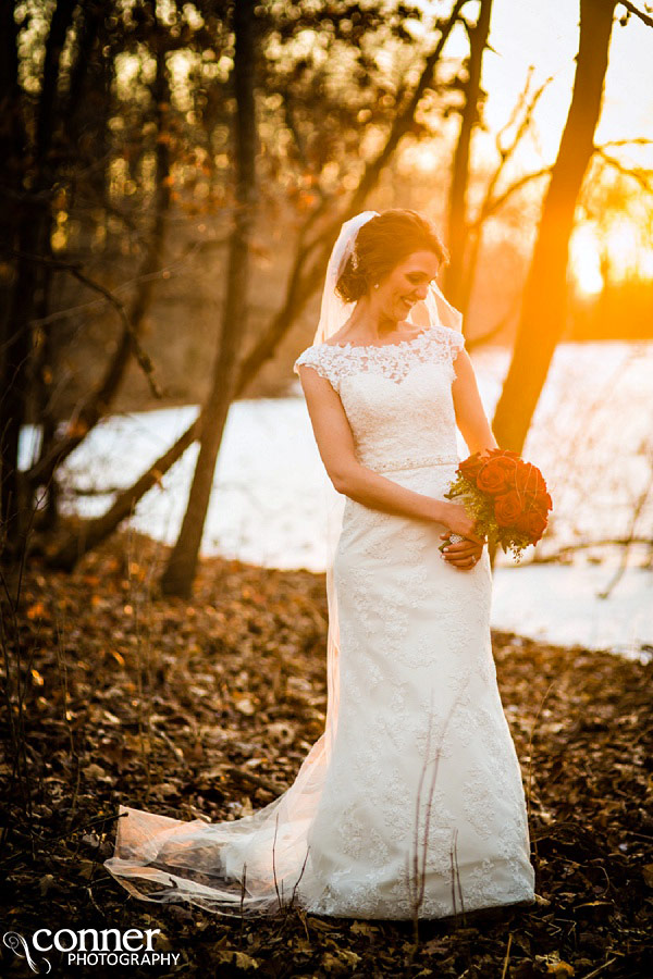 bride and groom sunset