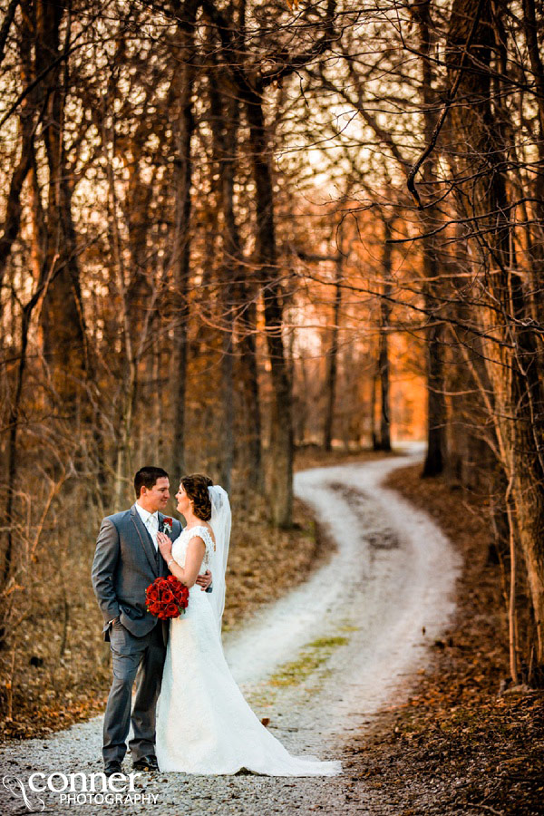 bride and groom sunset