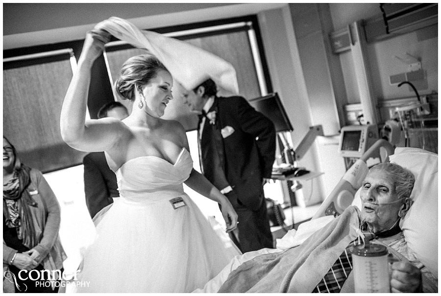 bride in hospital with grandfather