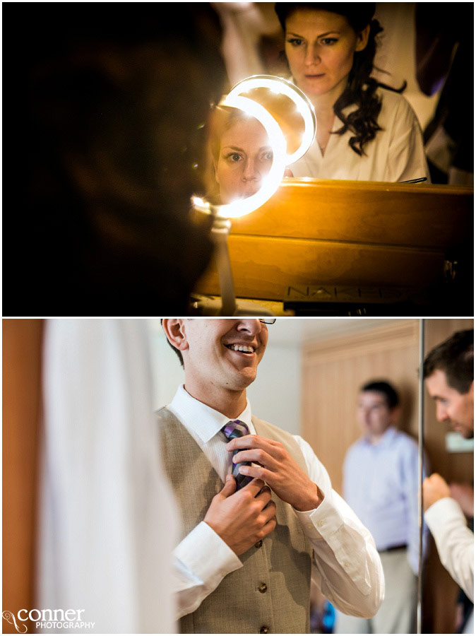 bride and groom prep