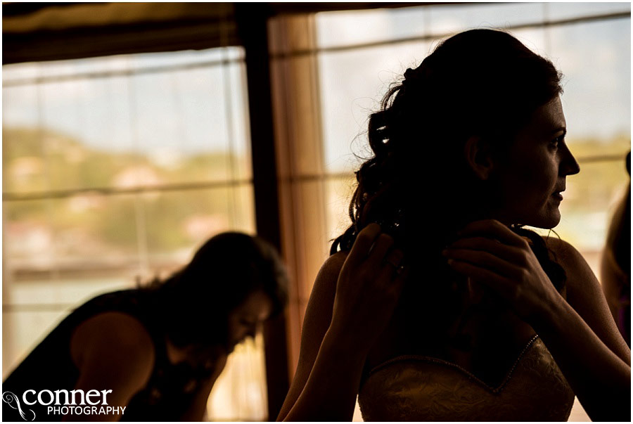 bride getting dressed