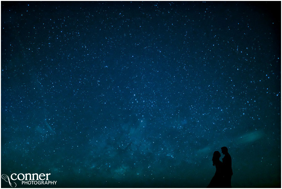 starry sky beach silhouette