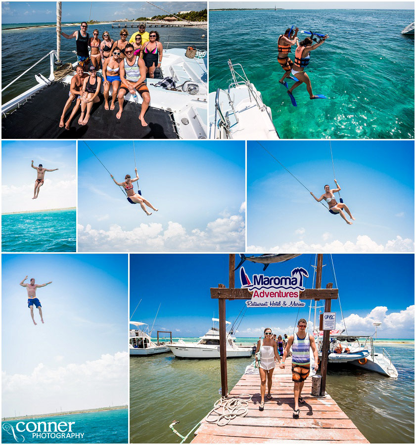 mexico destination wedding photo boat snorkeling