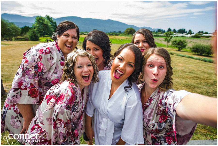 British Columbia Mountains Wedding girls selfie
