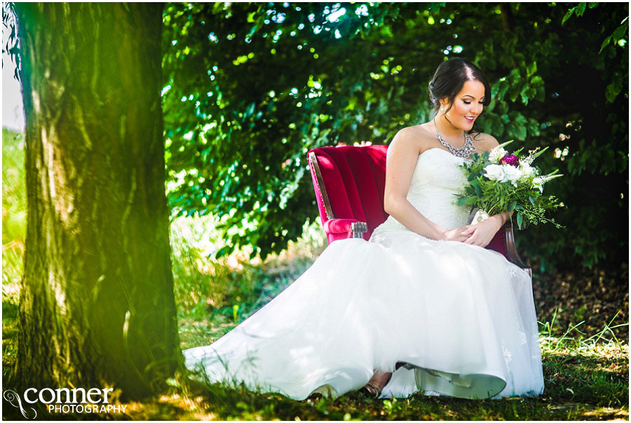 British Columbia Mountains Wedding red chair bride