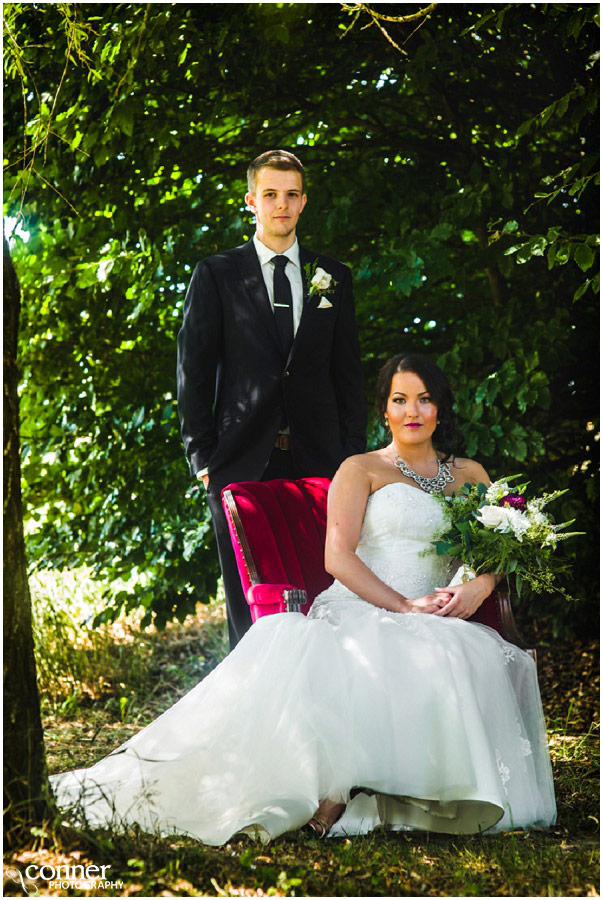 British Columbia Mountains Wedding red chair