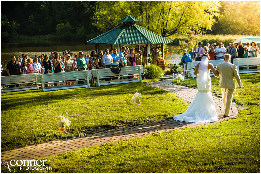 little piney bride and father wedding ceremony