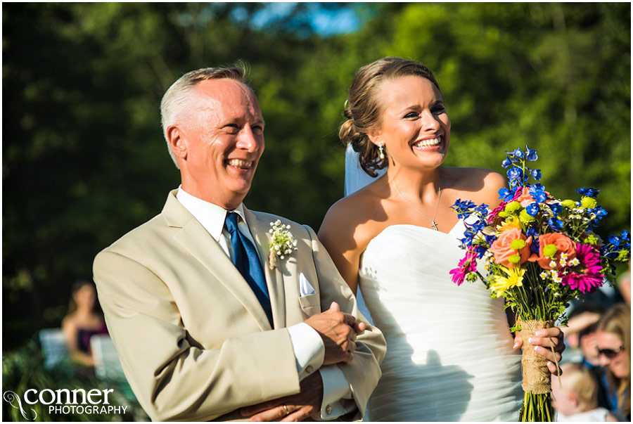 little piney bride and father wedding ceremony