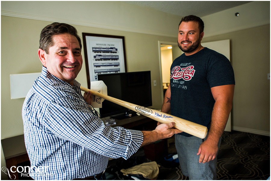 hank aaron wedding baseball bat gift