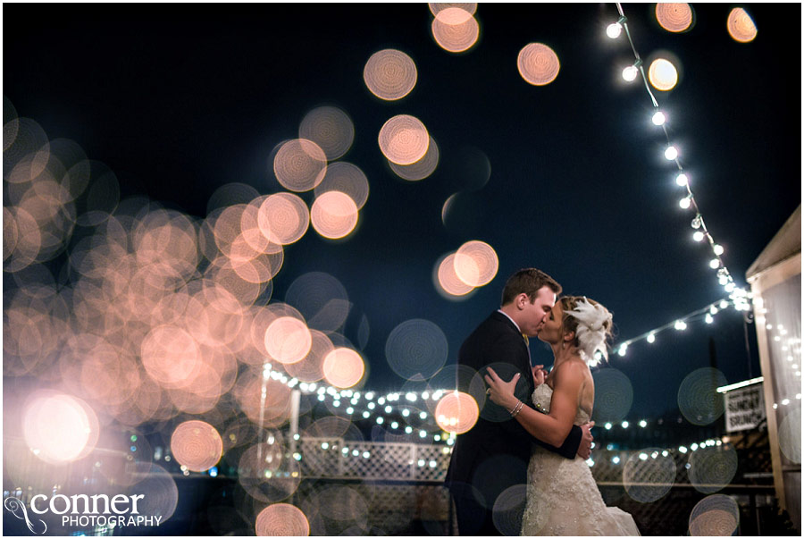 moulin vin de set rooftoop wedding lights double exposure