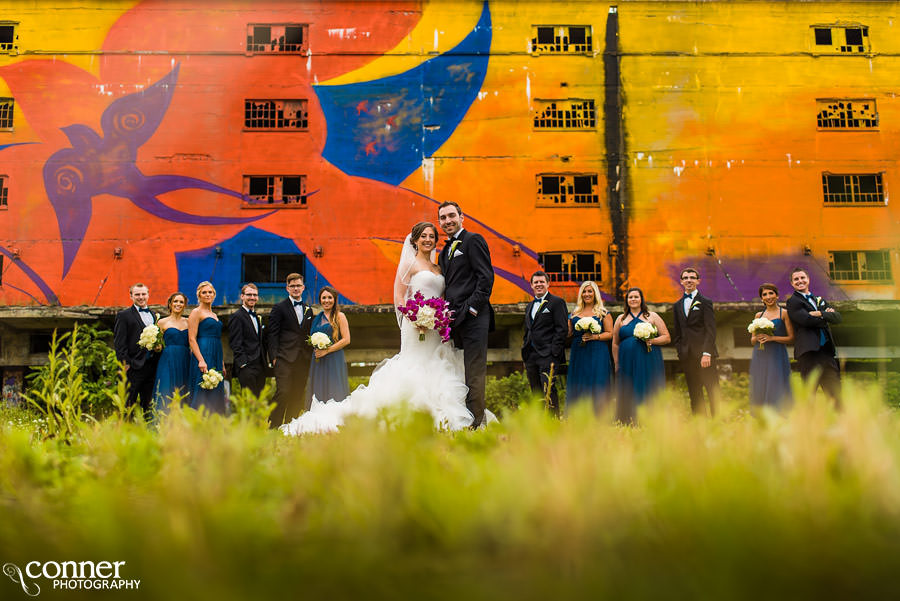 warehouse mural wedding in st louis