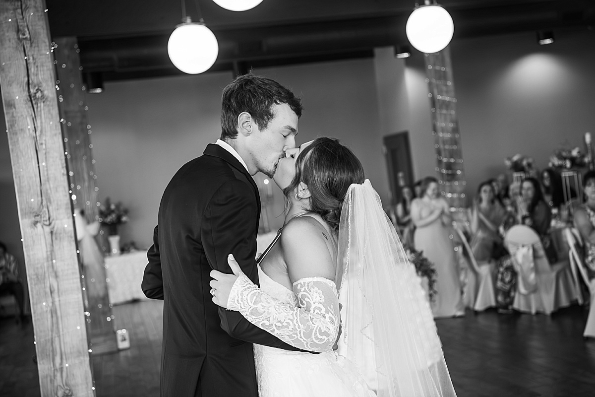 Grace and Alex share their first dance at their DuBourg Centre wedding reception
